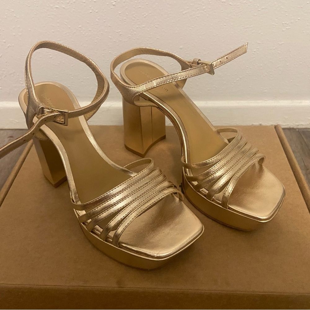 Reformation Gold Disco Platform Heels - Picture 4 of 6